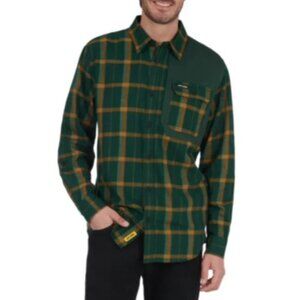 Ski-Doo Men's 2X Button Up Casual Winter Flannel Shirt Green Gold Plaid NEW